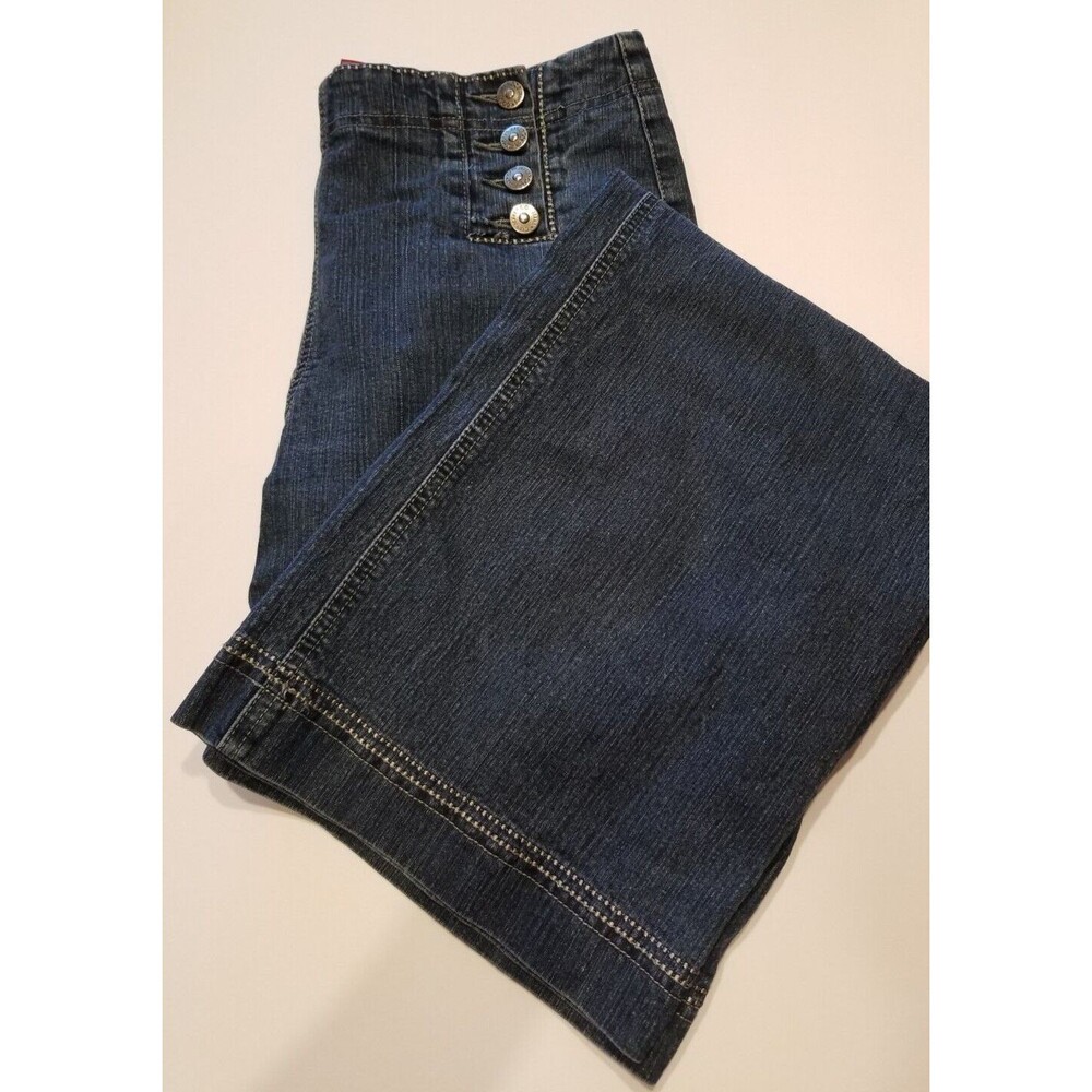 Cos Jeans Women's Blue Denim Sailor Double Front Buttons Wide Leg Size 8
